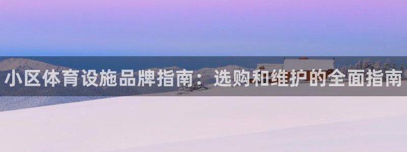 意昂3娱乐40996：小区体育设施品牌指南：选购和维护的全面